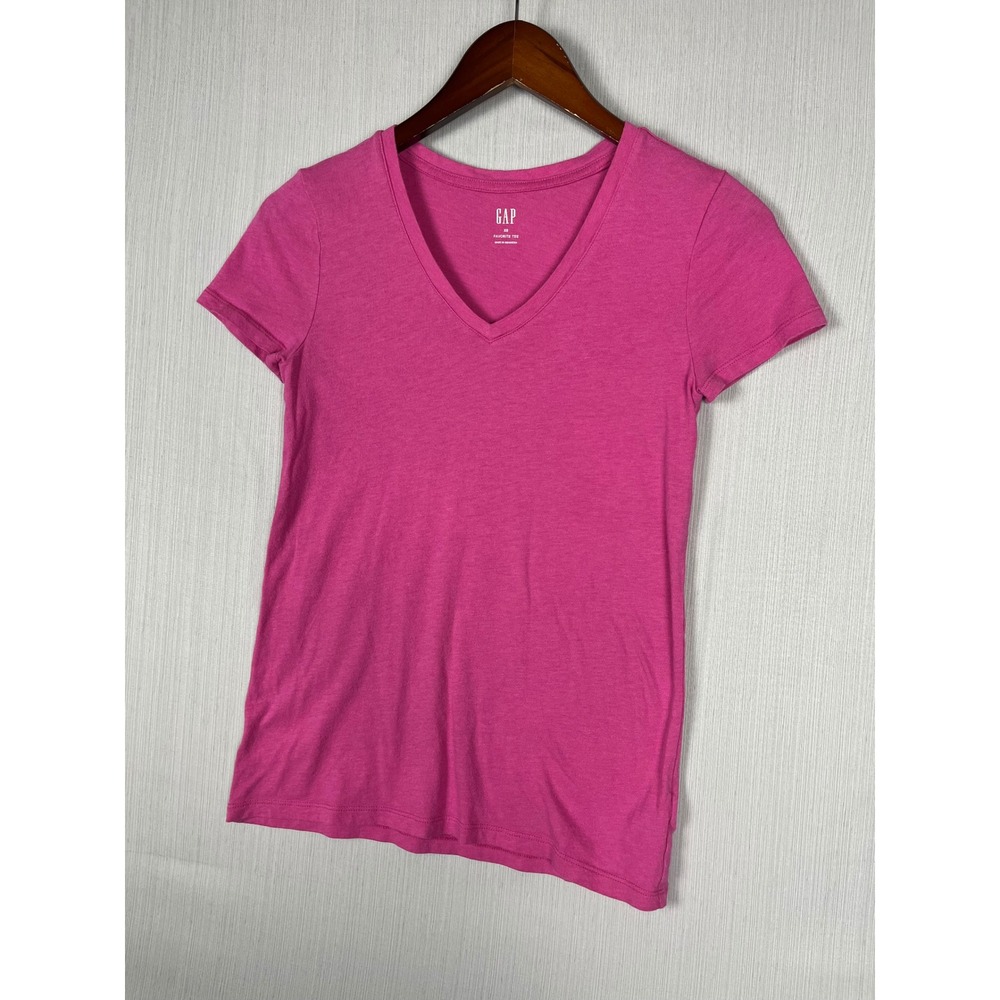 Gap Favorite V-Neck T-Shirt Women XS Pink Tee Short Sleeve Cotton Modal Basic